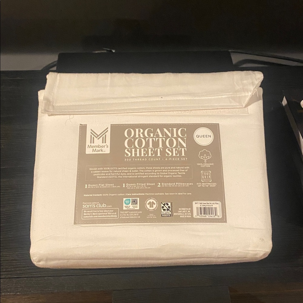 NWT Organic Cotton Queen Sheet Set in White lowest price no offers